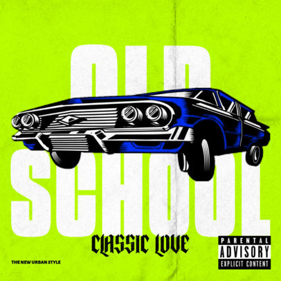 Old School Rap Album Cover Maker Featuring a Low Rider Illustration 2870c