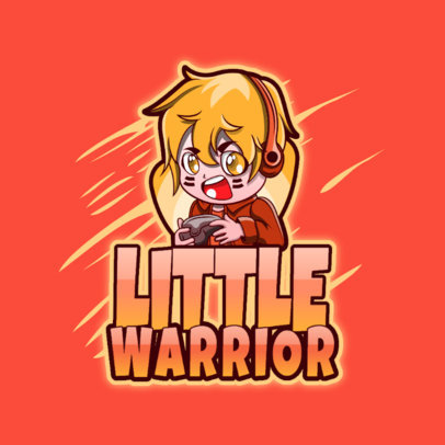 Chibi-Style Logo Template Featuring a Gamer Anime Boy 