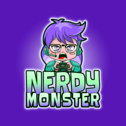 Gaming Logo Maker Featuring a Competitive Chibi Boy 