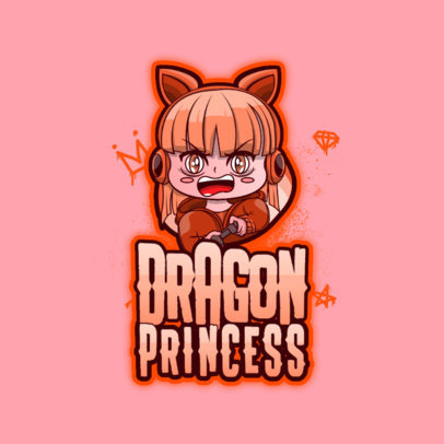 Chibi-Style Logo Template Featuring an Angry Gamer Girl 