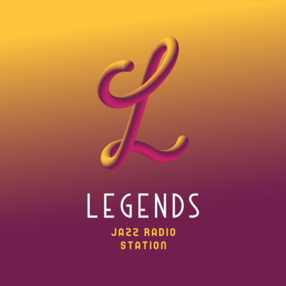 Logo Generator for a Jazz Radio Station with a Classic 3D Letter 3613h