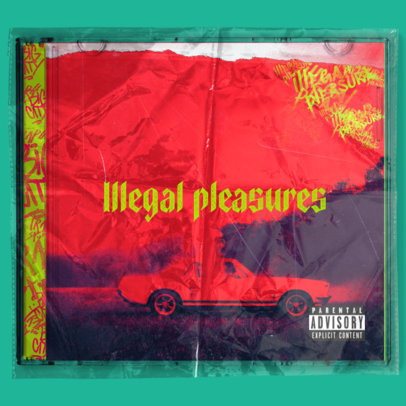 Album Cover Design Template with Graffiti Text for a Hip-Hop Album