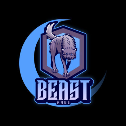 Gaming Logo Creator with a Wolf Graphic and a Moon in the Back