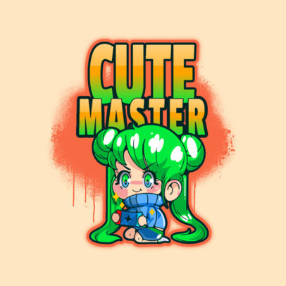 Logo Maker for a Gaming Squad with a Chibi-Style Girl Graphic