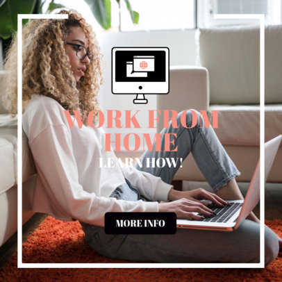 Ad Banner Template Featuring Work From Home Graphics 2900