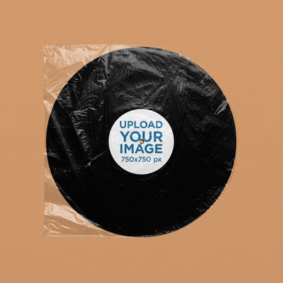 Minimal Mockup of a Vinyl Record Inside a Plastic Bag 4958-el1