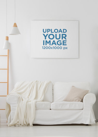 Art Print Mockup Featuring a Cozy Couch 