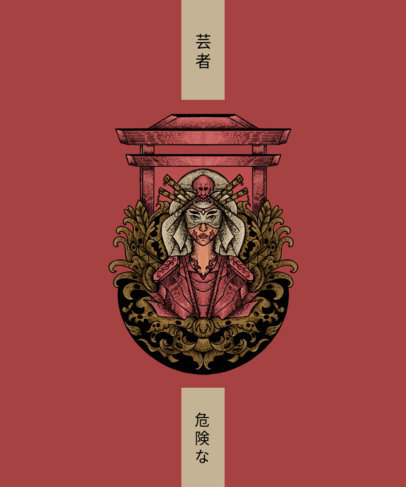 Trendy T-Shirt Design Maker Featuring Japanese Art-Inspired Illustrations 
