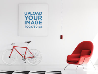 Mockup of an Art Print Placed in a Minimalist Room