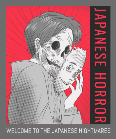 T-Shirt Design Maker with a Japanese Horror Scene Graphic Inspired by Junji-Ito