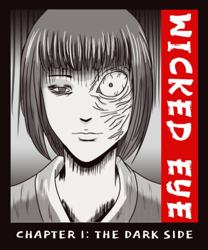 T-Shirt Design Creator with a Graphic Inspired in Junji-Ito Manga