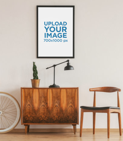 Mockup of an Art Print Hanged on a Foyer's Wall