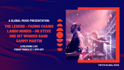 Twitch Banner Design Maker Featuring an Online Rock Concert Lineup 