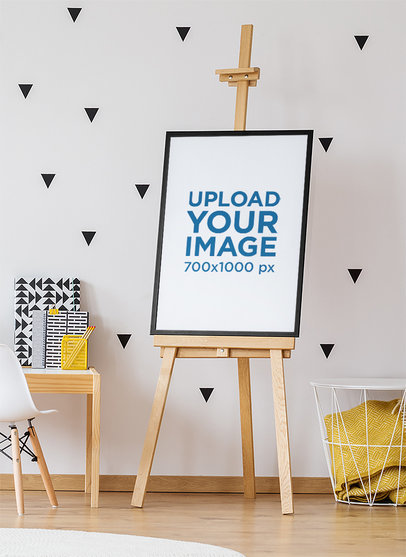 Mockup of an Art Print on an Easel in a Cool Room 36034-r-el2