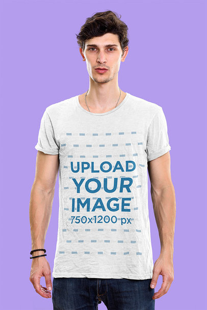 T-Shirt Mockup of a Man Doing a Simple Pose in a Studio