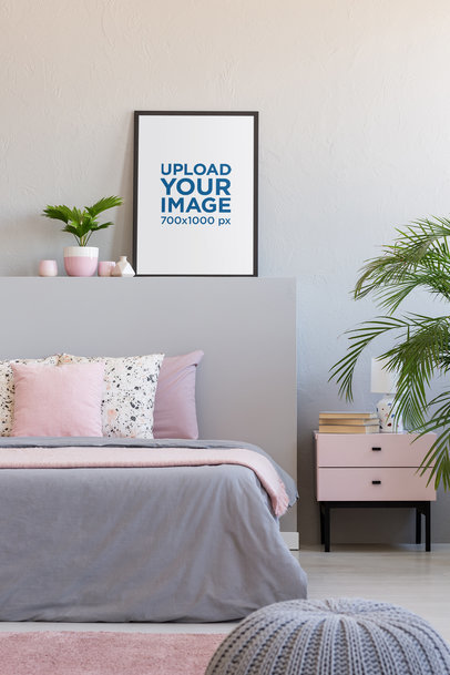 Art Print Mockup Featuring an Art Print in a Woman's Bedroom 