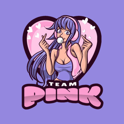 Girly Logo Template for Gamers Featuring a Female Character 