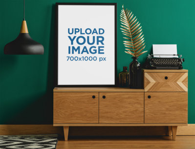 Art Print Mockup Placed Against a Green Wall 