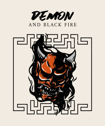 T-Shirt Design Template with Japanese Art-Inspired Graphics