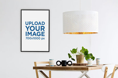 Art Print Mockup Featuring a Minimalist Dining Table
