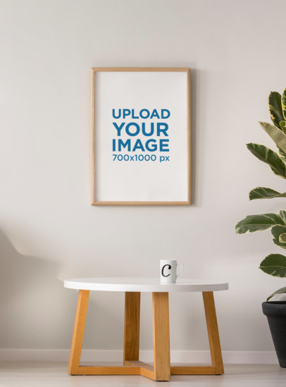 Art Print Mockup Featuring a Minimalist Coffee Table