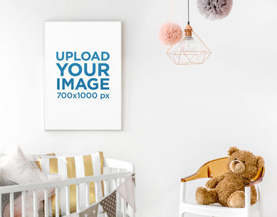 Mockup of an Art Print Featuring a Baby's Crib 