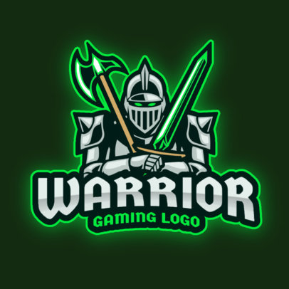 Gaming Logo Template with an Armored Warrior Graphic