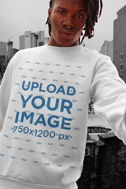 Mockup of a Cool Man Wearing a Crewneck Sweatshirt 