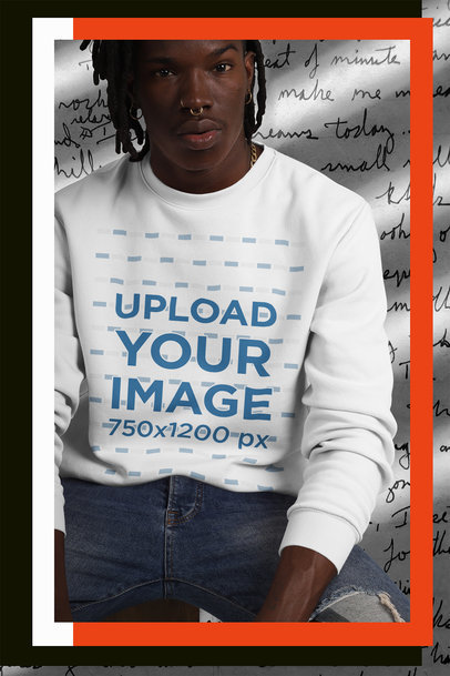 Collage-Style Mockup of a Trendy Man Wearing a Crewneck Sweatshirt
