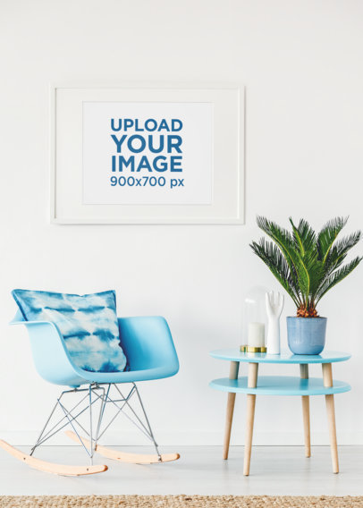Mockup of an Art Print Placed by a Rocking Chair 36089-r-el2