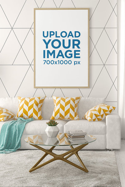 Mockup of an Art Print on the Wall of a Living Room with Fancy Decoration 35646-r-el2
