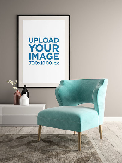 Mockup of a Decorating Art Print in a Living Room 