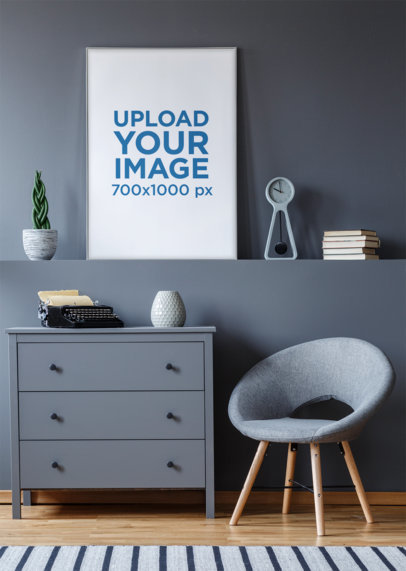 Art Print Mockup Featuring a Modern Bedroom with Minimalist Decor