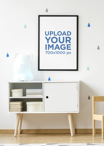 Mockup of an Art Print Featuring Miniature Furniture