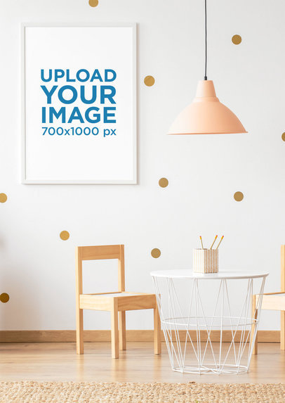 Mockup Featuring an Art Print Hanging in a Modern Children Room 
