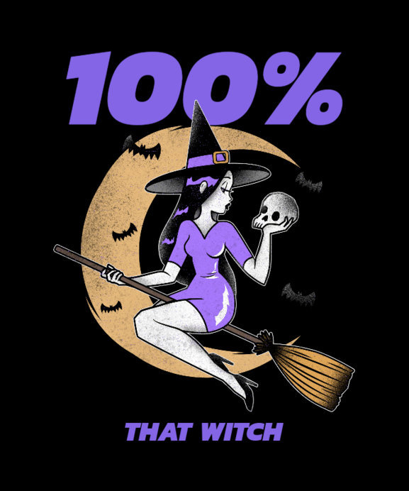 Placeit - Sassy T-Shirt Design Maker with an Illustration of a Witch