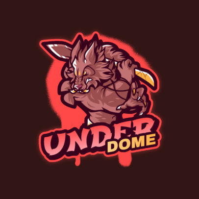 Gaming Logo Template Featuring a Fierce Anthropomorphic Wolf