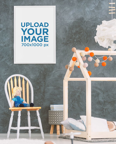 Mockup of an Art Print Hanged on a Children's Bedroom
