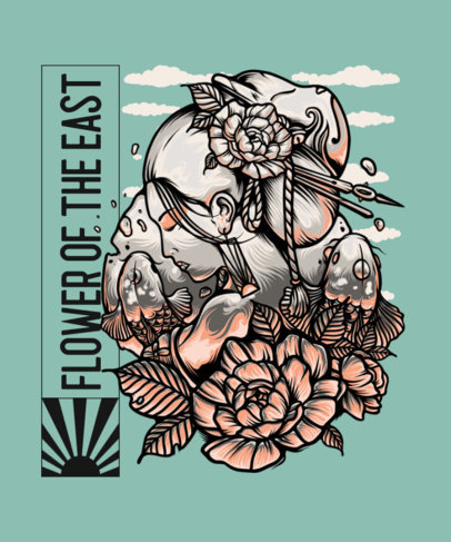 Floral T-Shirt Design Creator with the Illustration of a Geisha