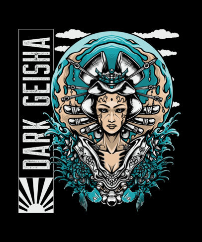 Illustrated T-Shirt Design Maker Featuring a Demonic Geisha