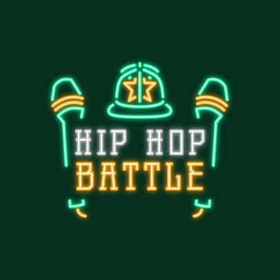 Hip-Hop Themed Neon Logo Maker Featuring Microphone Graphics 3633l