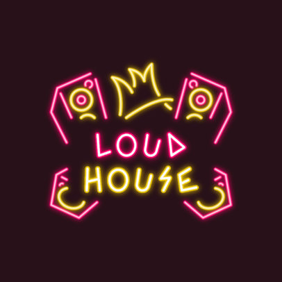 Music-Themed Logotemplate Featuring a Neon Typeface 3633n
