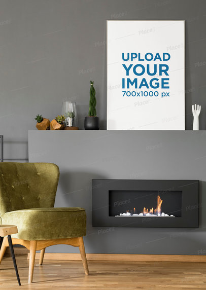 Mockup of an Art Print Placed in a Modern Living Room 