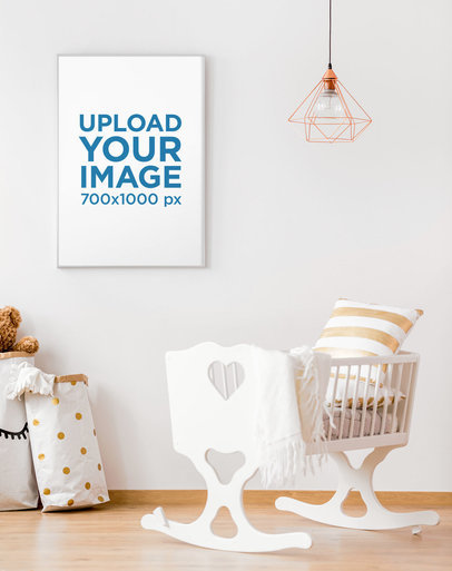 Art Print Mockup Featuring a Little Baby Crib