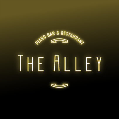 Logo Template for a Piano Bar with Neon Colors