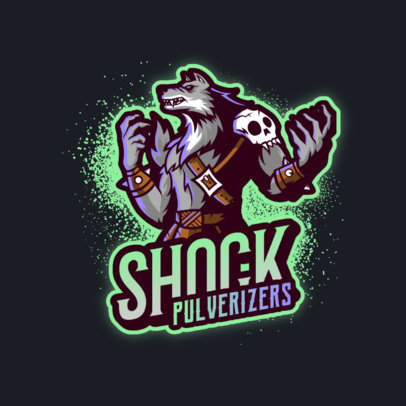 Gaming Logo Maker Featuring a Howling Anthropomorphic Wolf Warrior