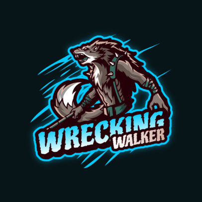 Fantasy Gaming Logo Creator of a Fierce Anthropomorphic Warrior Wolf 