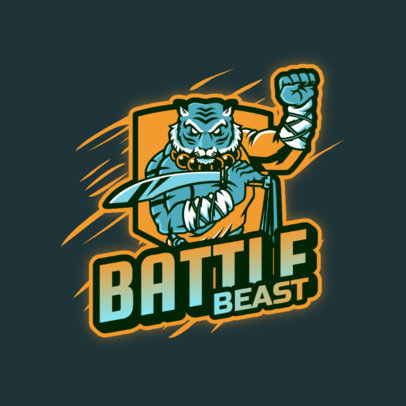 Logo Template Featuring an Anthropomorphized Warrior Tiger