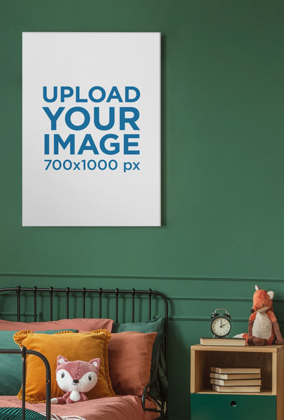 Mockup of an Art Print on the Wall of a Kids' Bedroom 36335-r-el2