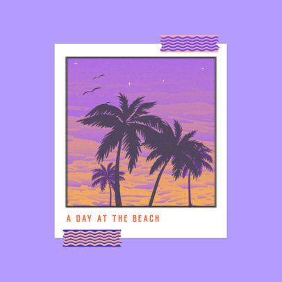 Album Cover Template for a Tropical Style Musician with a Palm Tree Illustration 3644m
